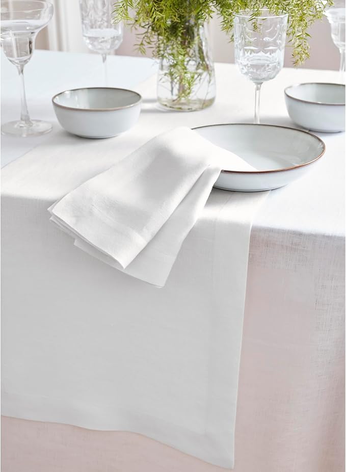 Solino Home 100% Pure Linen White Table Runner 72 Inches Long - Image 9