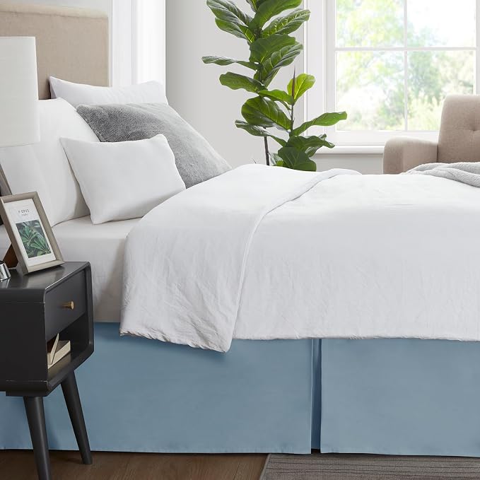 Nestl Stone Blue Full XL Bed Skirt - Image 3
