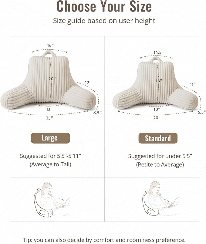 Blissful Diary Reading Pillow for Sitting in Bed, Flannel Back Pillow Bed - Image 6