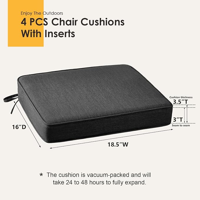 Outdoor Sunbrella Square Corner Seat Cushion, 18.5"x16"x3", Non Slip Seat - Image 6