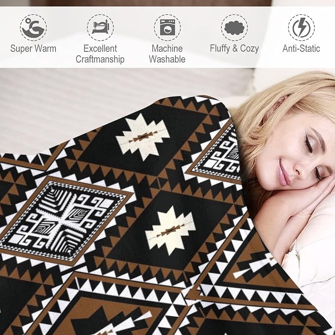 Rustic Western Throw Blanket, Southwestern Bohemian Ethnic Style Native Aztec - Image 4