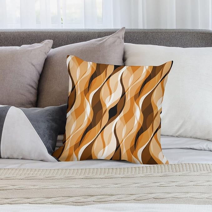 Orange Throw Pillow Covers Modern Abstract Burnt Orange Striped Decorations - Image 4