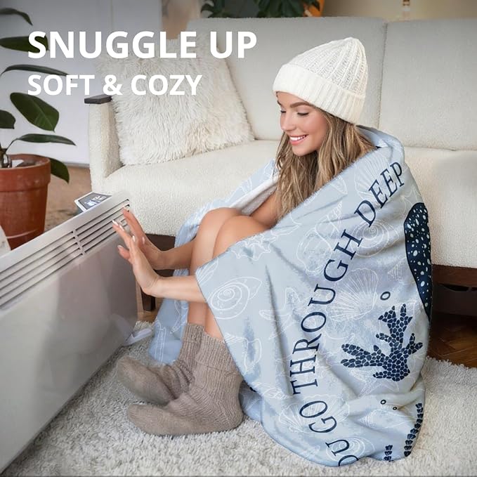 Christian Whale Blanket, Ocean Coastal Beach Bible Verse Throw Blankets - Image 5