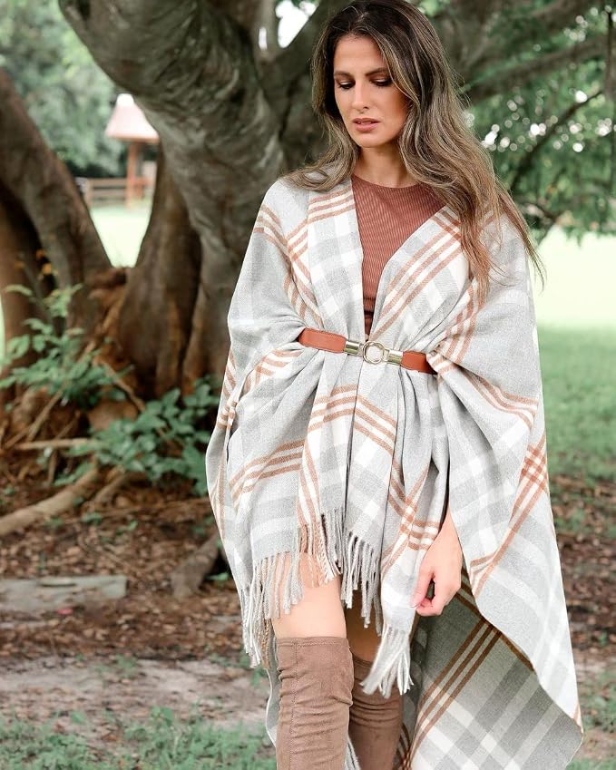 Breezy Lane Women's Shawl Wraps Warm Poncho Ruana Wrap Cardigan - Image 2