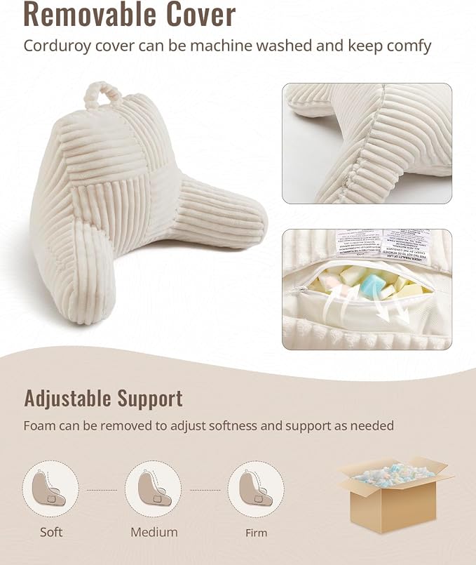 Blissful Diary Reading Pillow for Sitting in Bed, Flannel Back Pillow Bed - Image 6