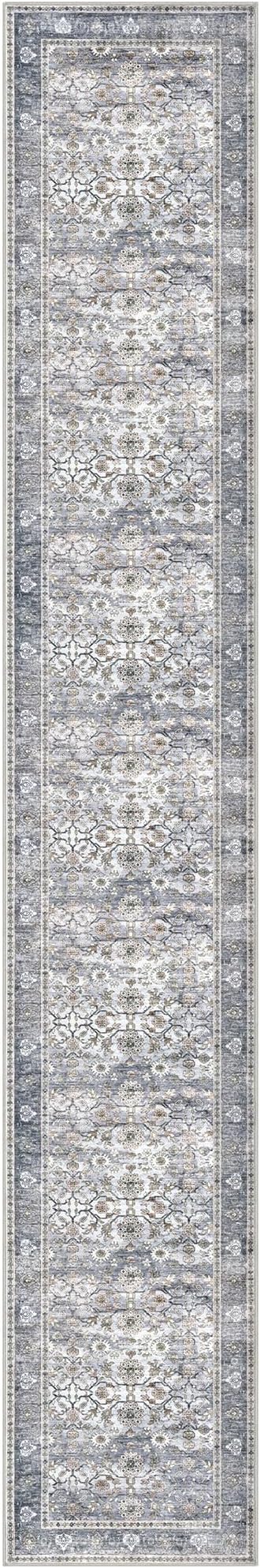 KUTA Vintage Washable Long Hallway Runner Rug, 2.6x16 Grey Blue Non-Slip - Image 8