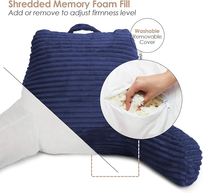 Hearth & Harbor Reading Pillow for Bed Adult – Back Pillow for Sitting in Bed - Image 5