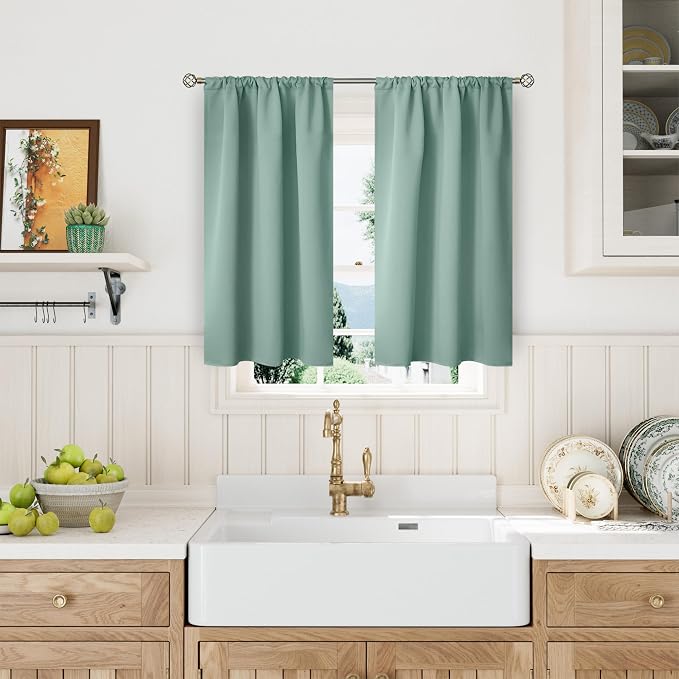BGment Sage Green Kitchen Curtains 36 Inch Length by BGment
