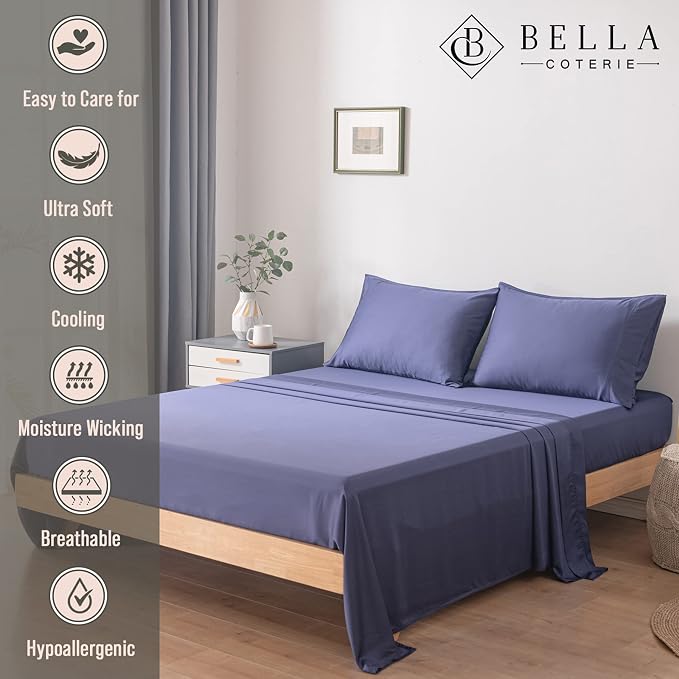 Bella Coterie Luxury Bamboo Viscose Cal King Size Sheet Set | 100% Organically - Image 2