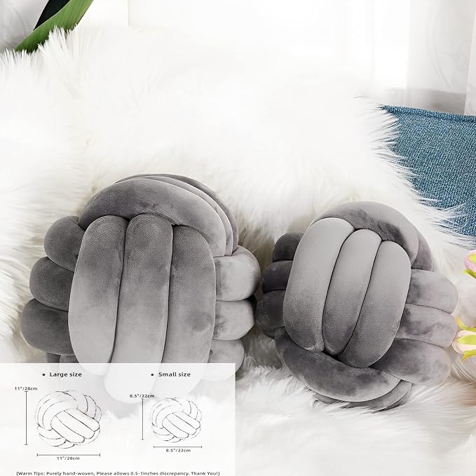 Knot Ball Pillows, Round Throw Pillow Cushion Home Decoration Soft Plush Pillow - Image 3