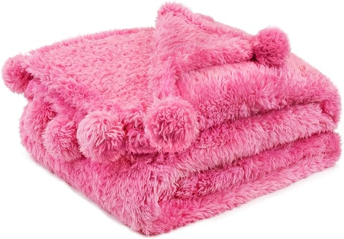 PAVILIA Pink Sherpa Throw Blanket by PAVILIA