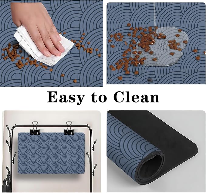 Dog Food Mat for Floors, Absorbent and Quick-Drying Pet Cat Food Mat, - Image 3