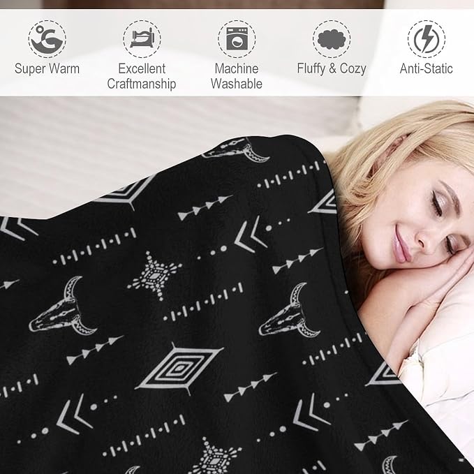 Southwest Blanket, Soft Native Tribal Vintage Abstract Ethnic Pattern Blanket - Image 4