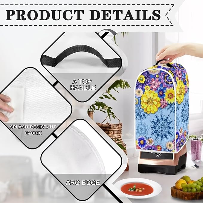 Boho Mandala Floral Toaster Cover 2 Slice Washable Blender Cover Kitchen Small - Image 3