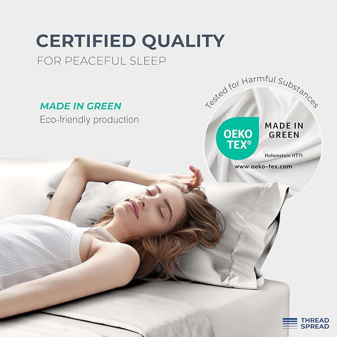 THREAD SPREAD 100% Egyptian Cotton Sheets King Size Bed Set - Image 6