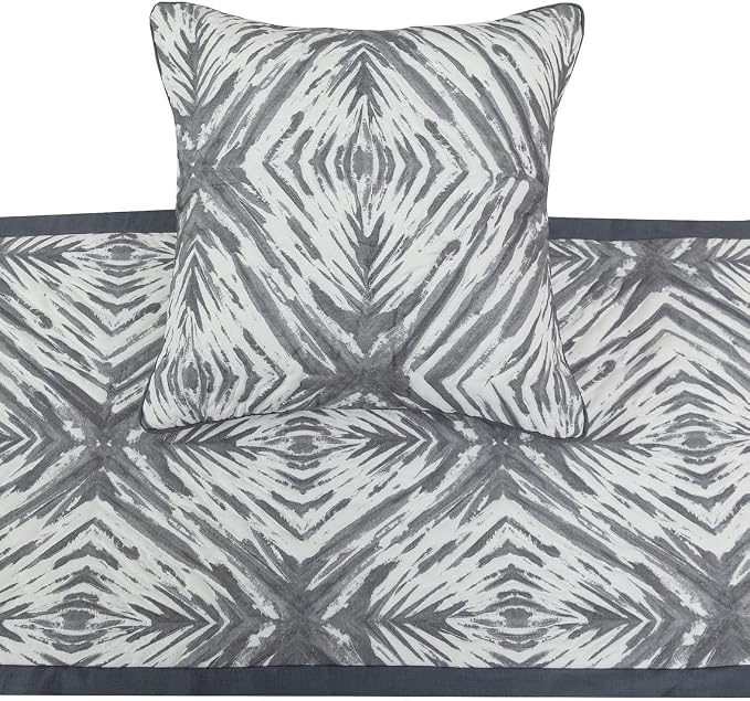 The HomeCentric King/Queen/Twin Grey & White Designer Twin 53"x18" Bed Runner - Image 2