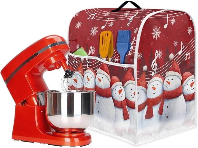 Christmas Stand Mixer Cover 4.5-5 Quart Kitchen Mixer Cover Snowman Food - Image 4