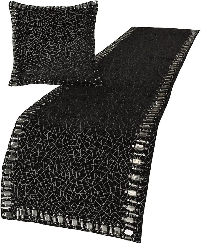 The HomeCentric King/Queen/Twin Black Decorative CA King 86"x18" Bed Runner - Image 4