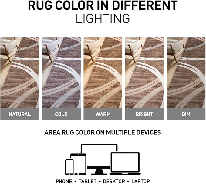 Rugshop Modern Wavy Circles Design Runner Rug, Fade-Resistant Carpet - Image 5