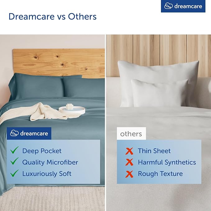 DREAMCARE King Size Sheets Set – 4 pcs Cooling Sheets – up to 21” Deep Pocket - Image 8