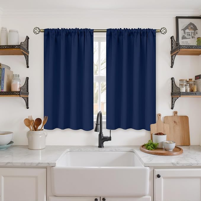 BGment Navy Blue Blackout Curtains 40 Inches Length by BGment