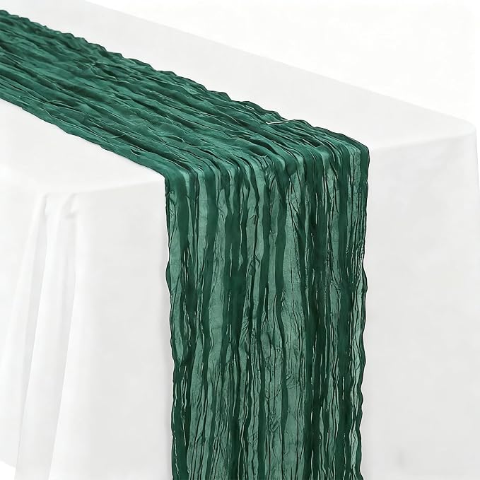 BALCONY & FALCON 2 Pack Emerald Green Cheesecloth Table Runner 10FT 120 Inch - Image 5