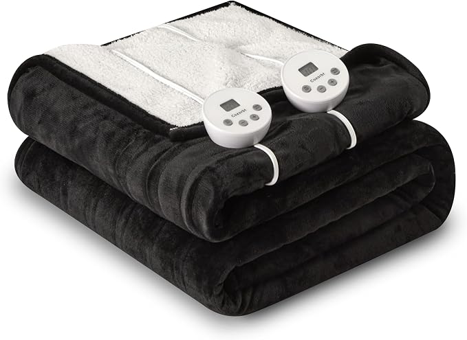 Heat Blanket 84”x90” Queen Size-Dual Control，Soft Flannel & Sherpa Reversible by Unknown