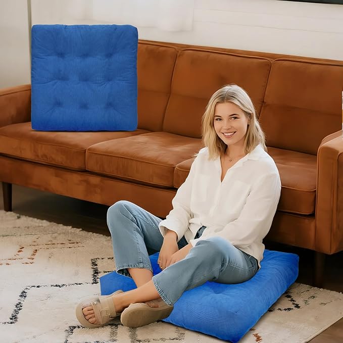 Meditation Floor Pillow Set of 2, Square Large Pillows Seating - Image 7