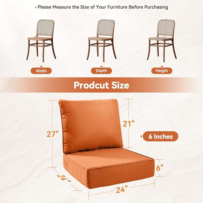 Luxury 6" Outdoor Cushions for Patio Furniture, Fade Resistant Couch Chair - Image 9