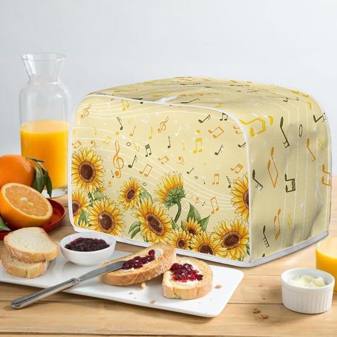 Sunflower Music A Print Bread Maker Cover, Anti Dust & Fingerprints Toaster - Image 5