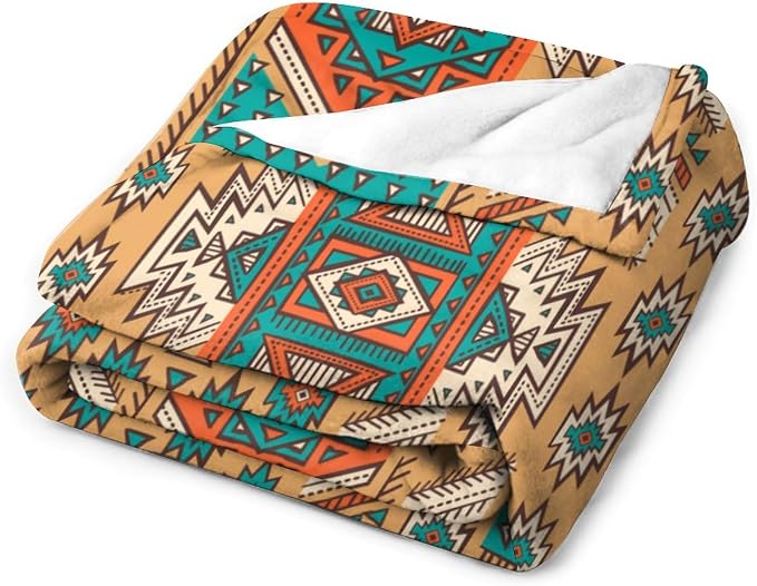 Aztec Throw Blanket, Tribal Navajo Print Native Blanket - Image 3