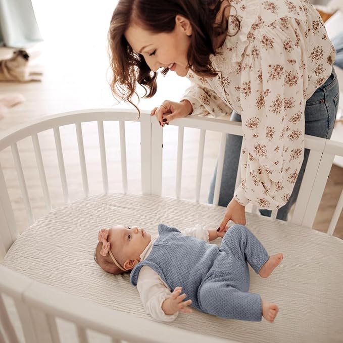 lulumoon Baby Muslin Bassinet Sheets: Cotton Bassinet Sheets Neutral - Image 3