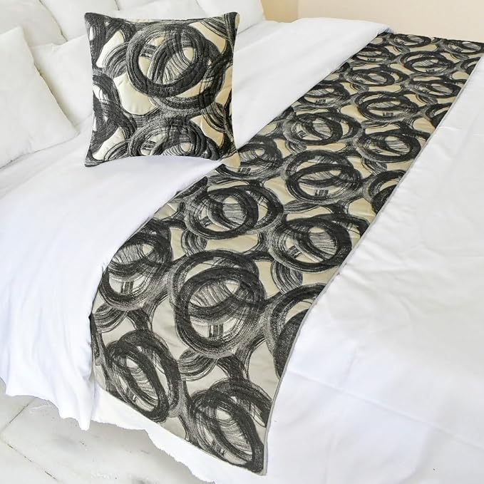 The HomeCentric King/Queen/Twin Black Decorative King 90"x18" Bed Runner by TheHomeCentric
