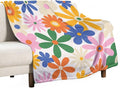 70s Retro Flower Throw Blanket, 60s Vintage Groovy Daisy Flowers Boho Hippie by JanJCurt