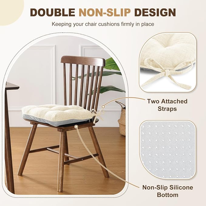 downluxe Indoor Chair Cushions for Dining Chairs, Tufted Overstuffed Textured - Image 4