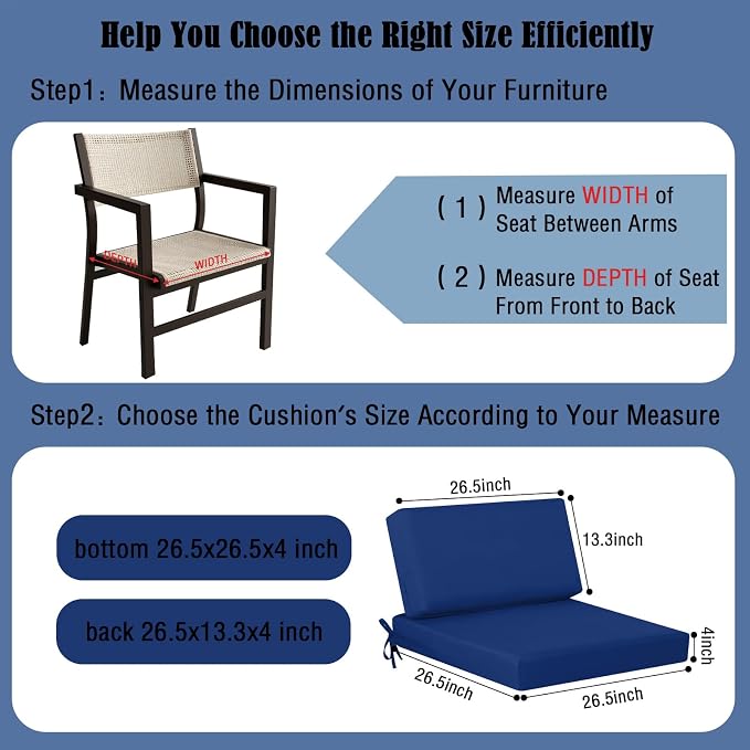 idee-home Outdoor Cushions for Patio Furniture, Outdoor Seat Cushion, - Image 5