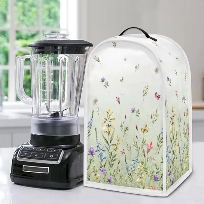Butterfly Floral Print Blender Cover Dust Proof Washable Small Appliance Cover - Image 4