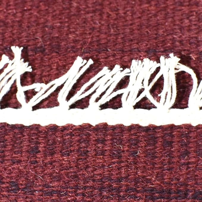 Rugsotic Carpets Hand Woven Flat Weave Kilim Wool 6'x9' Area Rug Solid Dark Red - Image 9