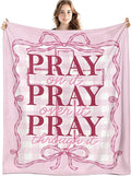 Pink Christian Blanket, Coquette Pink Bow Bible Verse Throw Blankets by Unknown