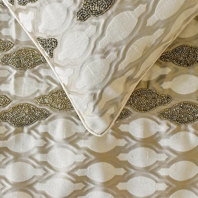 The HomeCentric King/Queen/Twin Ivory Decorative Queen 74"x18" Bed Runner - Image 2