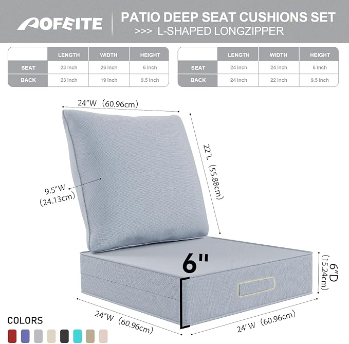 Outdoor Water-Resistant Olefin Deep Seat Cushion Set, Thickened Sofa Chair Pad - Image 3