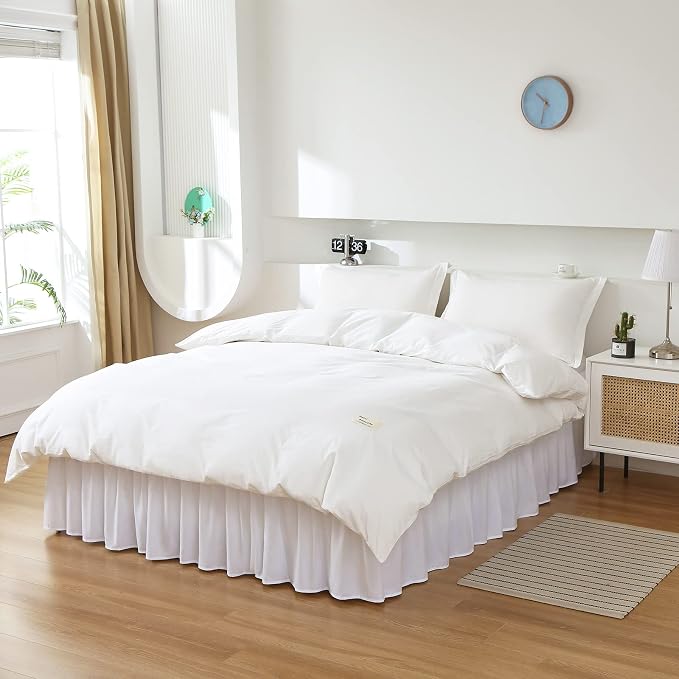MEILA Wrap Around Bed Skirt Three Fabric Sides Elastic Dust Ruffled 24 Inch - Image 3