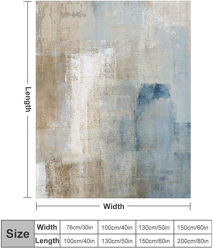 Abstract Gradient Blanket, Modern Fashion Art Blue Grey Brown Painting Strokes - Image 2