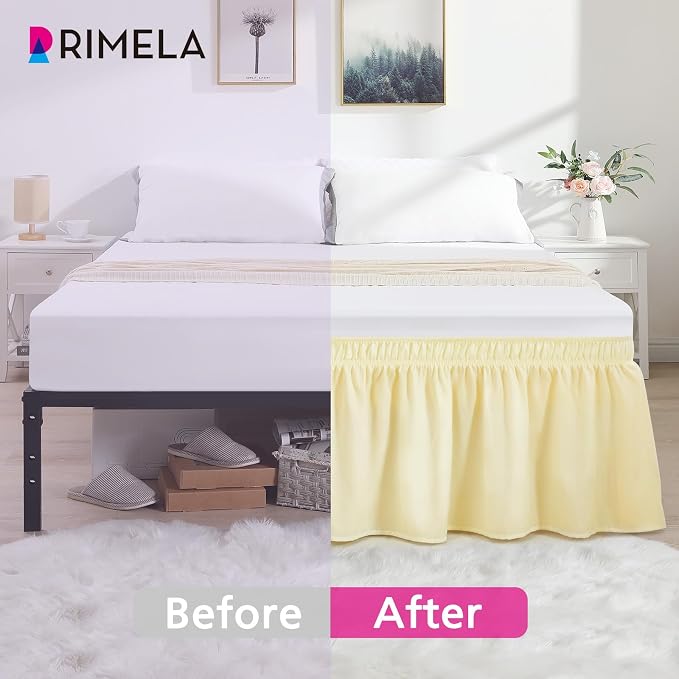 RIMELA Bed Skirt King Size 15 Inch Drop, Wrap Around Elastic Bedskirt Solid - Image 5