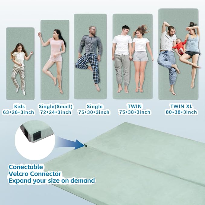 KingChii CertiPUR-US Memory Foam Camping Mattress, Portable Roll Up Travel Car - Image 4