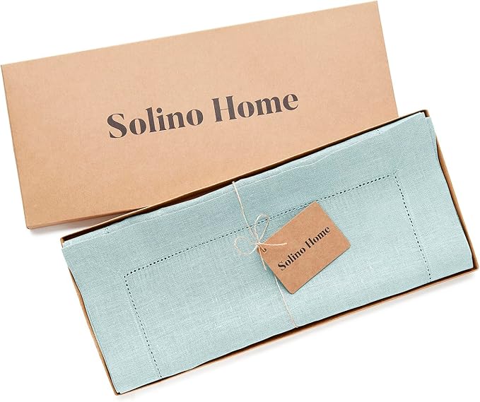 Solino Home Linen Aqua Blue Table Runner 132 Inches Long - Image 5