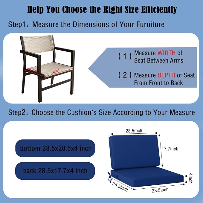 idee-home Outdoor Cushions for Patio Furniture, Outdoor Seat Cushion, - Image 5