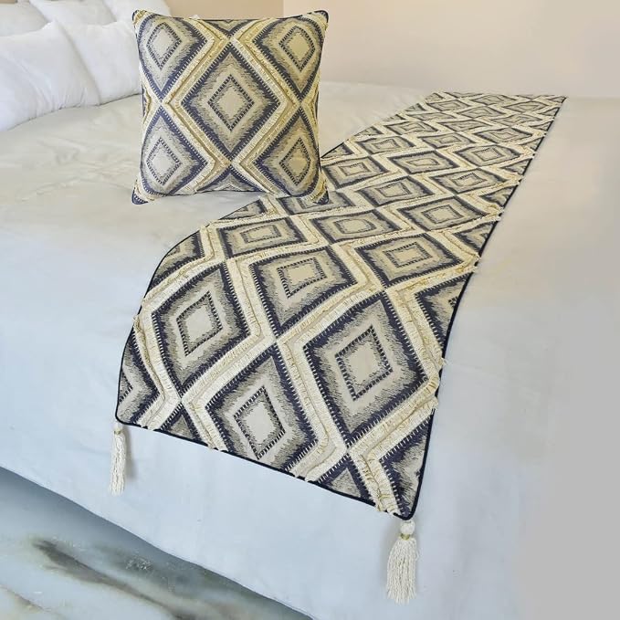 The HomeCentric King/Queen/Twin Blue Decorative Twin 53"x18" Bed Runner by TheHomeCentric