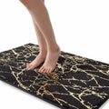 QJHOMO Marble Bathroom Rug Black and Gold Decor Bathroom Rugs Non Slip Bath Mat by QJHOMO