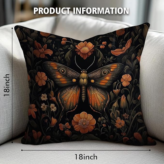 William Morris Abstract Vintage Floral Velvet Butterfly Design Throw Pillow - Image 3